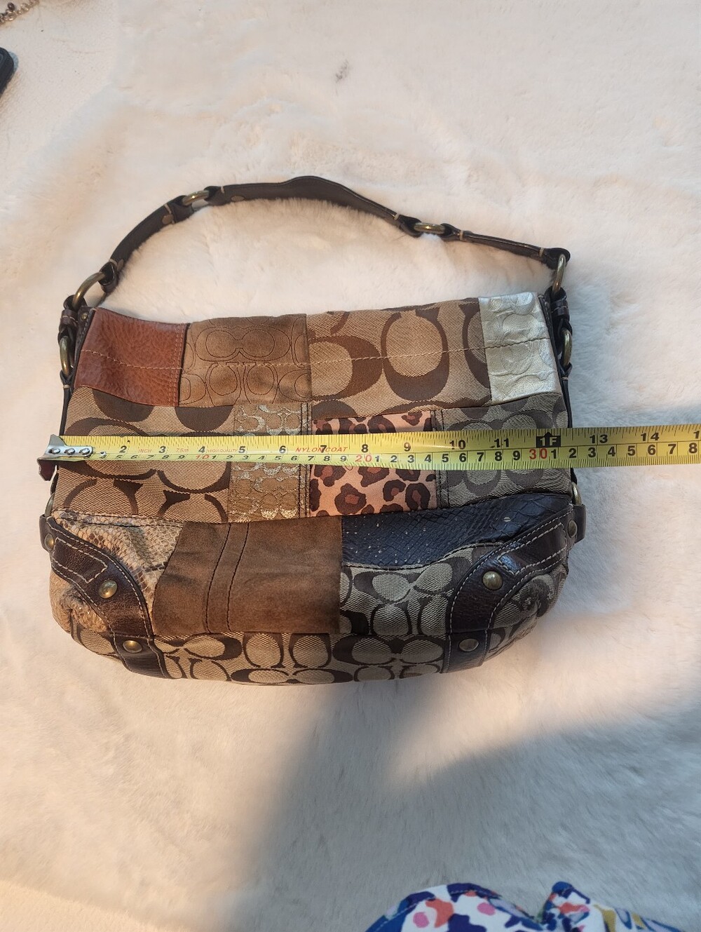 Coach Patchwork Vintage Signature Hobo Shoulder Bag in Brown, Tan and Cream - Picture 3 of 12